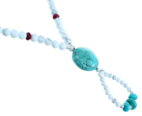 Sterling Silver And Multicolor Southwest Bead Necklace SX115085